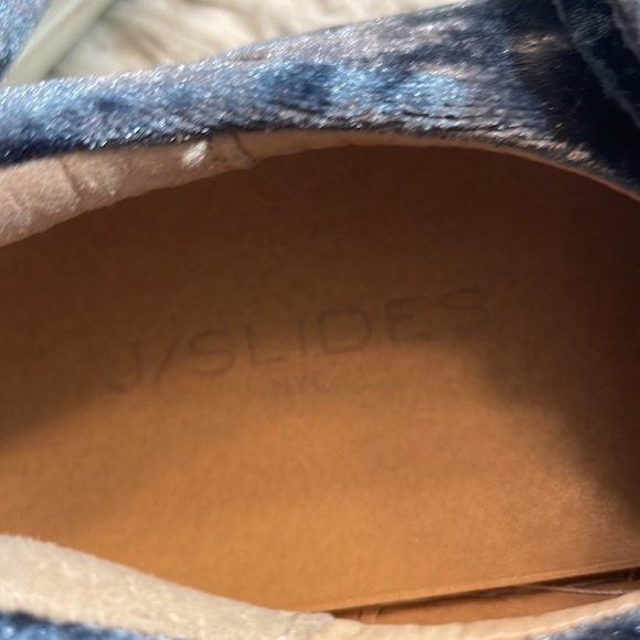 J/Slides Crushed Velvet Blue Annabelle Bow Slide On Sneakers - Picture 2 of 10